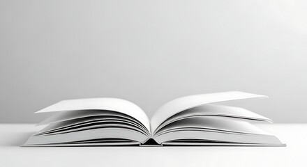 Open Book with Blank Pages on White Table - Reading, Education, Literature