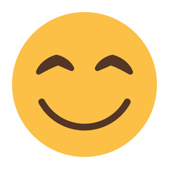 Happy smiling face emoji icon with closed eyes isolated on transparent background.