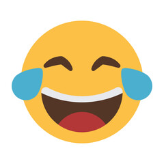 Face with tears of joy emoji icon laughing hard isolated on transparent background.