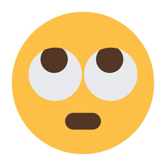 Surprised face emoji icon with wide eyes and open mouth isolated on transparent background.

