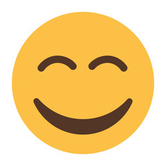 Happy smiling face emoji icon with closed eyes isolated on transparent background.