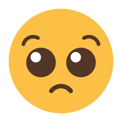Sad worried face emoji icon with frown mouth isolated on transparent background.