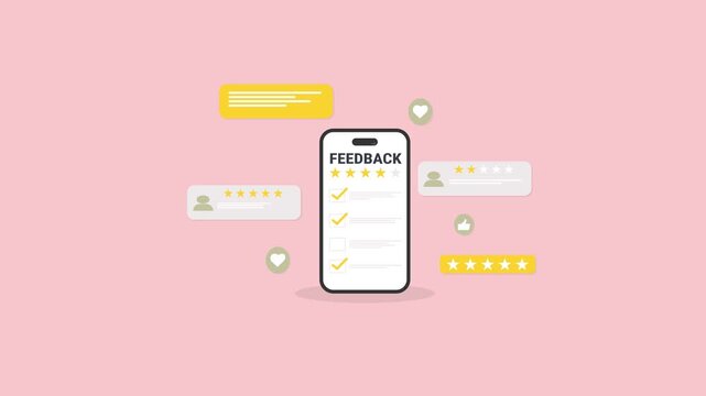 Customer feedback concept with rating and comment icons