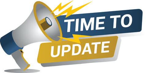 Megaphone announces time to update with yellow lightning bolts