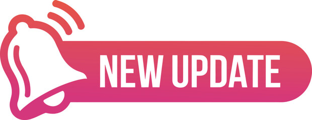 Red gradient bell with new update text notification