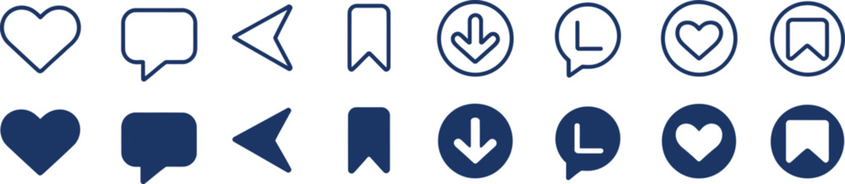 Dark blue social media on white background heart chat