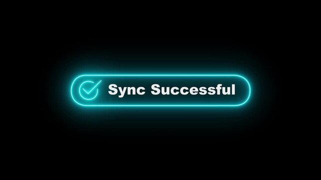 neon sync successful button on black background. neon check mark with sync successful button. successful, transaction concept. representing a digital interface for granting permission or access.