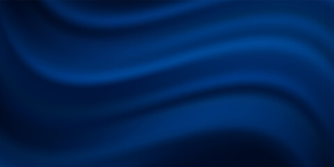 Black blue abstract background. Silk satin. Curtain, drapery. Shiny fabric. Dark. Wavy soft pleats. Navy blue elegant luxury background. Liquid wave effect. Gradient. Christmas. Festive.