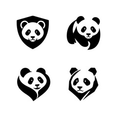 Cute & Modern Panda Logo &ndash; Flat Black Vector for Branding & Marketing