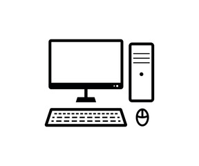 Fototapeta premium Minimalist Desktop Computer Setup Icon Vector