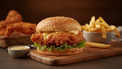 Crunchy Chicken Zinger Burger with Sauce