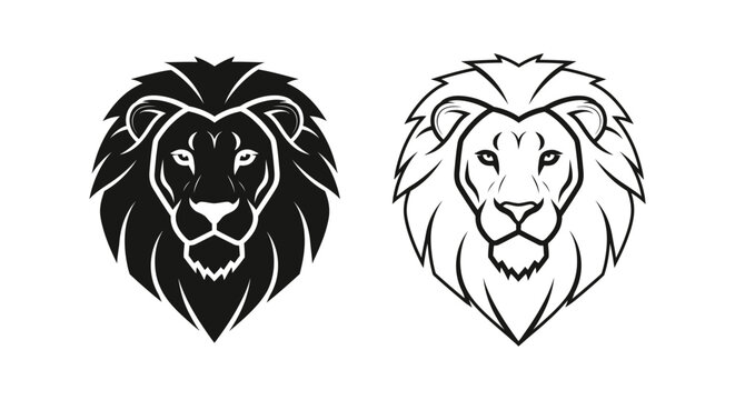 Lion silhouette designs vector art, lion head outline, lion sketch, lion logo Vector