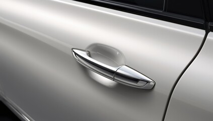 Detailed view of a sleek white car door handle emphasizing its clean design