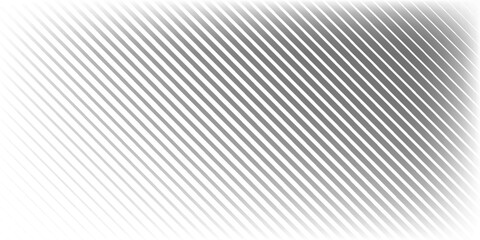 Fototapeta premium Slant line halftone gradation texture. Fading diagonal stripe gradient background. Black oblique pattern backdrop. Vanishing thin parallel line wallpaper for overlay, print, cover. Vector
