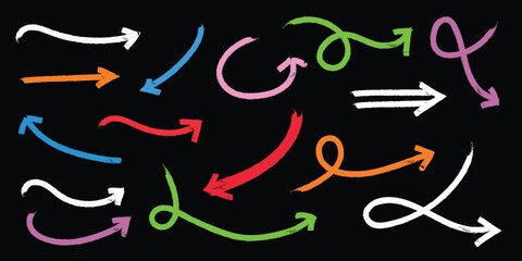 Multicolored arrows on black background