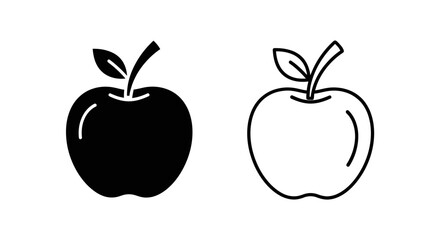 Black and white apple illustration, minimalist fruit design, vector artwork Vector