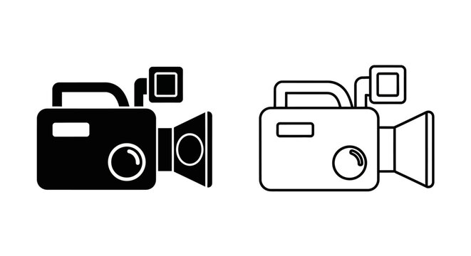 Vintage camera icon set, retro film cameras, classic photography equipment, old school devices Vector