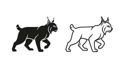 Fototapeta premium Two dogs silhouette black and white vector art illustration Vector