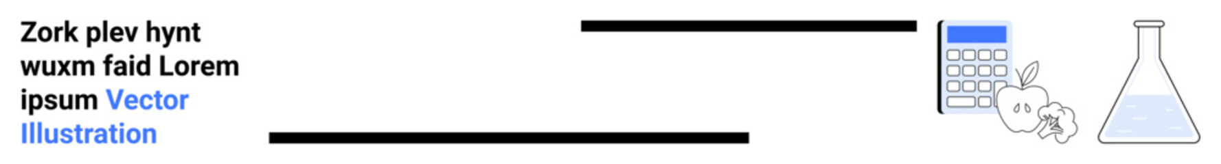 Obraz premium Education, research, nutrition, chemistry, calculation, academic tools. A calculator, apple and laboratory flask learning science and health. Education and research