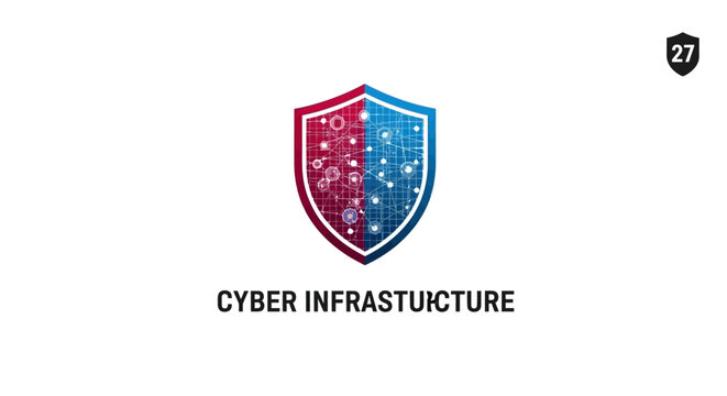 Cyber Infrastructure Shield Protection Security Icon.