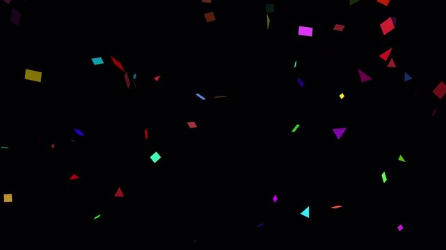 Colorful isolated confetti party popper explosion confetti Blast Realistic with alpha channel, Simple confetti burst animation on transparent background
