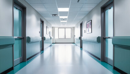 Obraz premium Empty hospital corridor symbolizing cancer patients' journey, healing