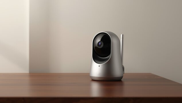 IP camera placed on wooden table