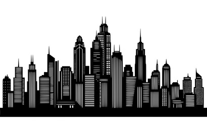 Obraz premium Contemporary City Skyline Silhouette Architectural Vector Design