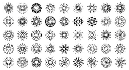 intricate abstract circular patterns collection diverse geometric distressed designs ideal graphic resources for digital art.