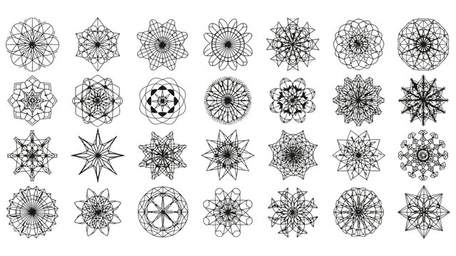 intricate abstract geometric patterns mandalas sacred geometry designs ideal for spiritual art meditation and graphic resources.