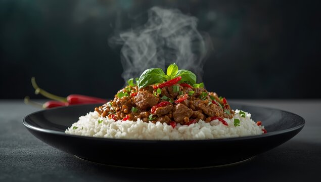 Khao pad krapow: Thai rice stir-fry with minced beef and holy basil