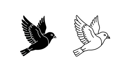Fototapeta premium Two birds flying, one black one white, vector illustration, minimalist design, symbolic art Vector