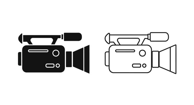 Professional video camera icon set, modern camera symbols for design projects Vector