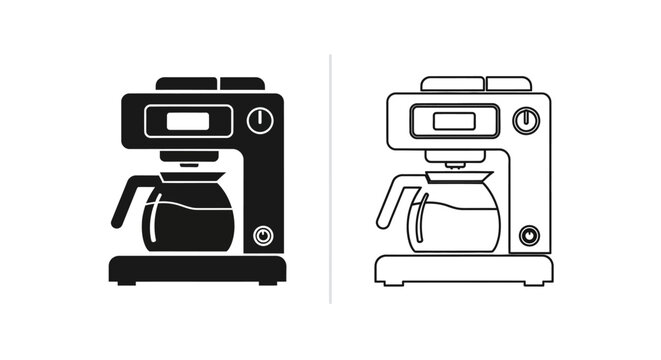 Coffee maker icon set, modern coffee machine symbols, vector coffee brewer illustrations Vector