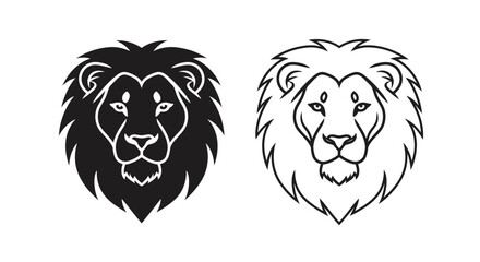 Obraz premium Lion and lioness head silhouette design vector illustration art Vector
