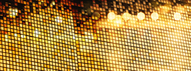 gold ceramic wall with lamp light at night for party banner background