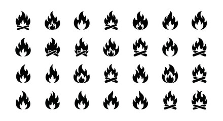 Obraz premium Collection of Fire Icons Representing Flames and Bonfires.