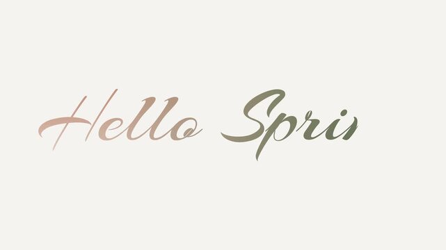 Elegant Hello Spring handwritten lettering animation on soft cream background. Soft natural colors and smooth motion typography, perfect for seasonal promotions, floral branding, and social intro.