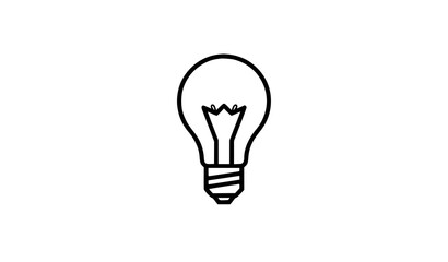 Minimal Geometric Light Bulb Outline Icon Vector Isolated on White Idea Symbol