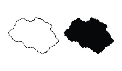 Obraz premium Vector illustration of a black and white silhouette map of czech republic