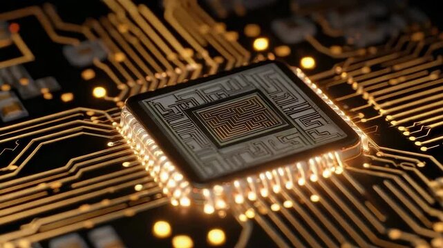 Glowing Circuits: Modern Microchip and Its Intricate Design