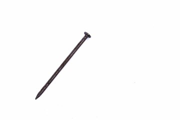 Steel nail isolated on clean white