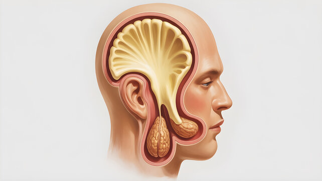 Salivary glands anatomy, parotid submandibular sublingual glands, medical illustration