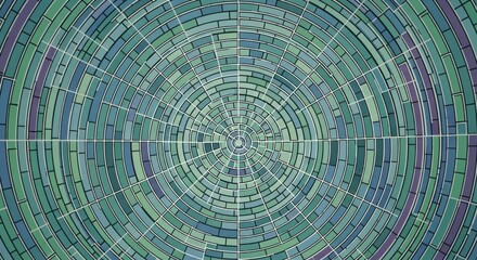 Fototapeta premium Vibrant concentric circles in shades of blue and green create a dynamic pattern