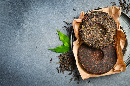 Assortment of black and green Puer tea. Tea ceremony.