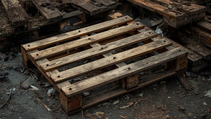 discarded wooden pallets strewn on the street, deemed useless and treated as rubbish