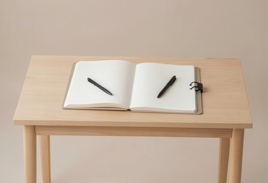 a book and two pens on the table