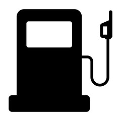 Gasoline pump with nozzle icon silhouette isolated on transparent background.