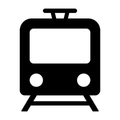 Train tram transport icon outline isolated on transparent background.
