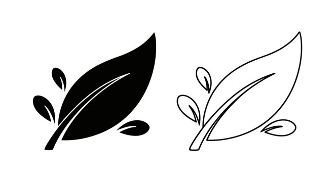 Two leaves illustration: minimalist leaf designs for graphic art and vector artwork Vector